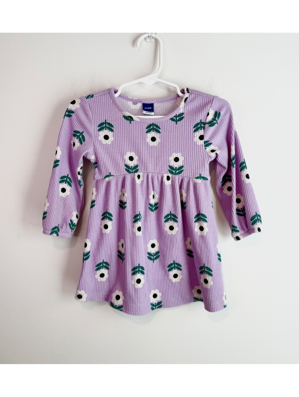 Old Navy Baby Girl Purple Floral Long Sleeve Dress 12-18 Months